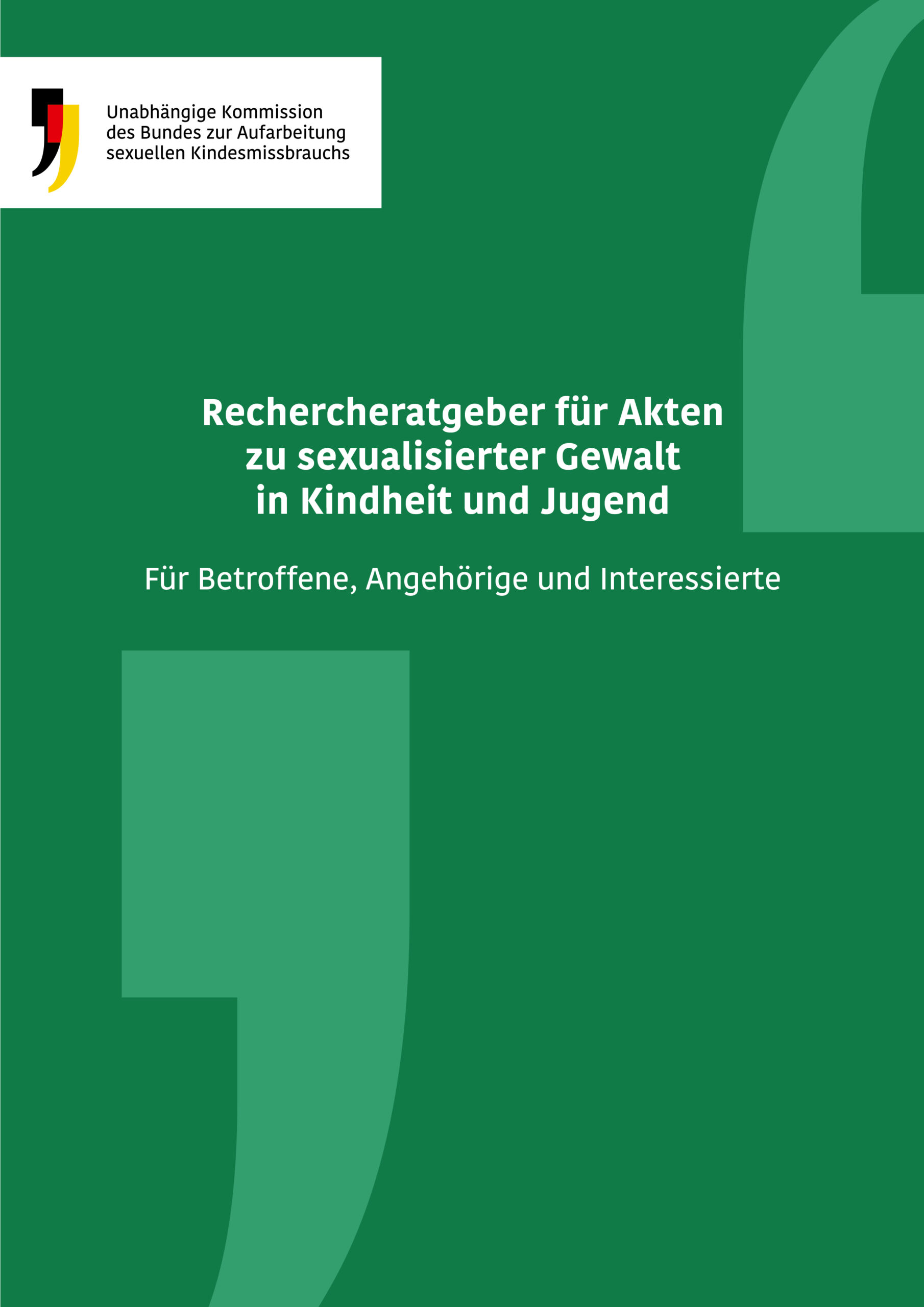Cover der Publikation "Rechercheratgeber für Akten zu sexualisierter Gewalt"